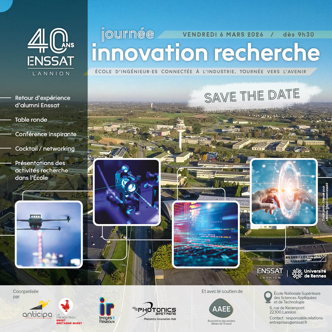 Visuel de la journée innovation recherche du 6 mars 2026, dans le cadre des 40 ans de l'Enssat